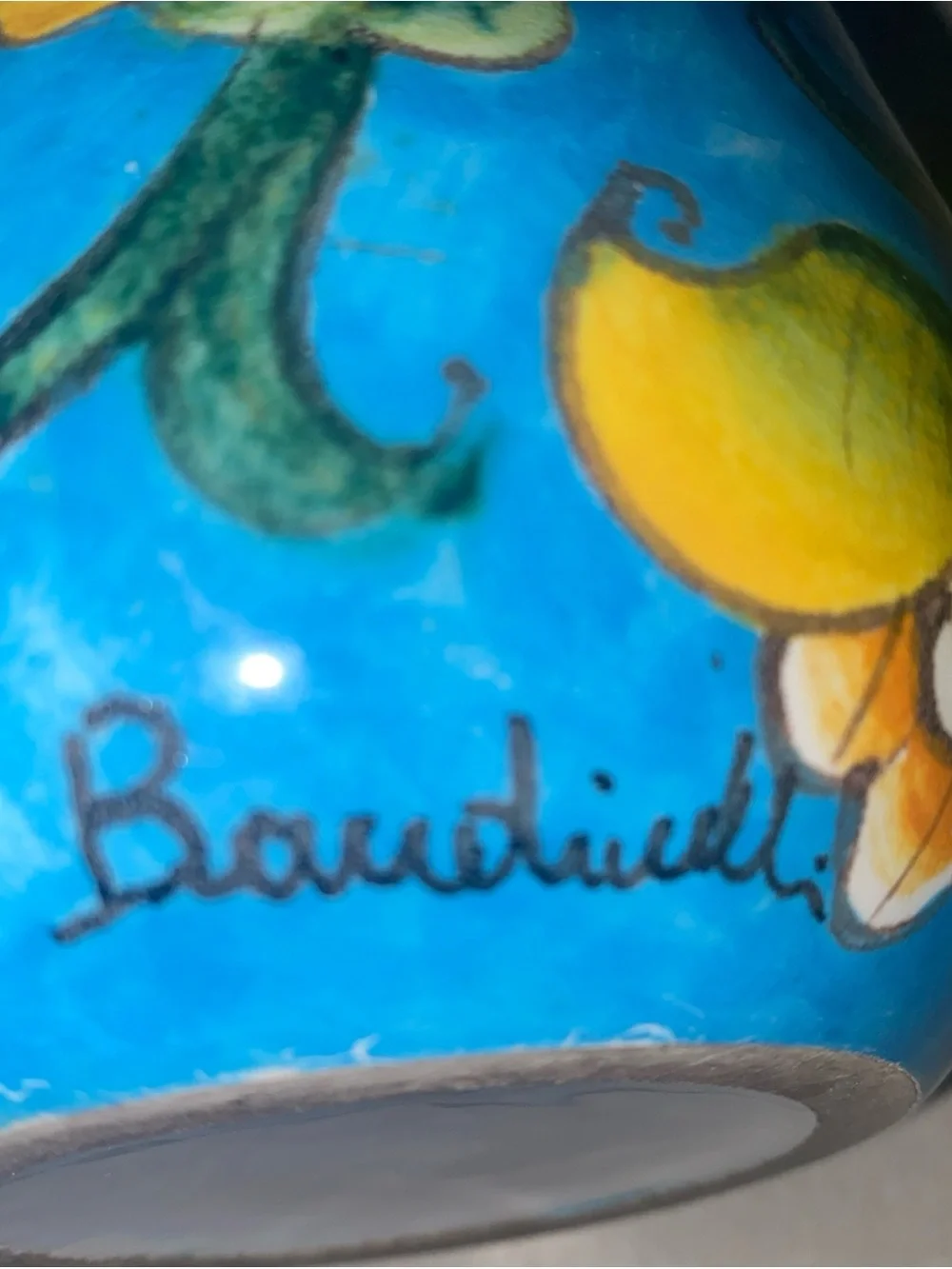 Baudinelli Italy‎ Art Vase Bird Floral Vintage Signed